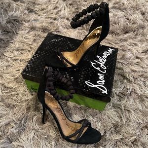 Sam Edelman ARIA Black Suede & Silk Heels